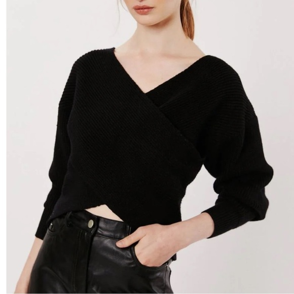 Deluc Cross Front Sweater Black Size Small - Picture 3 of 8